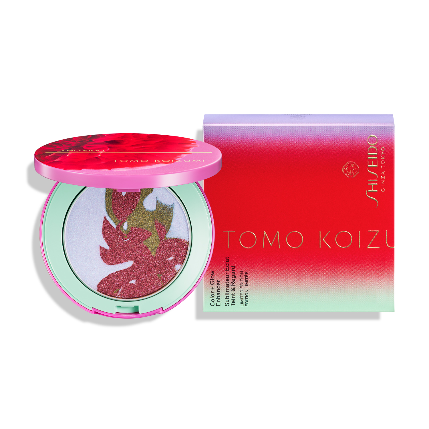 资生堂 Fushigi Iro 限定彩盘打开后的三色粉面及包装